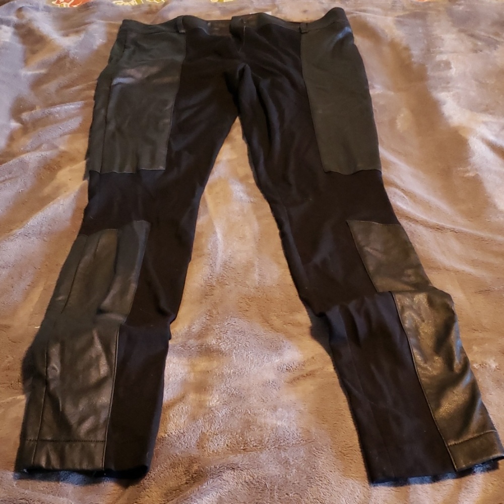 Faux black leather motocross style black leggings